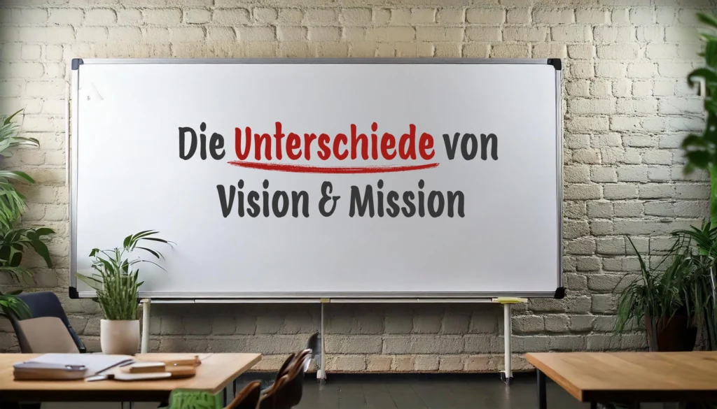Die Unterschiede von Vision und Mission auf weißem hintergrund.
