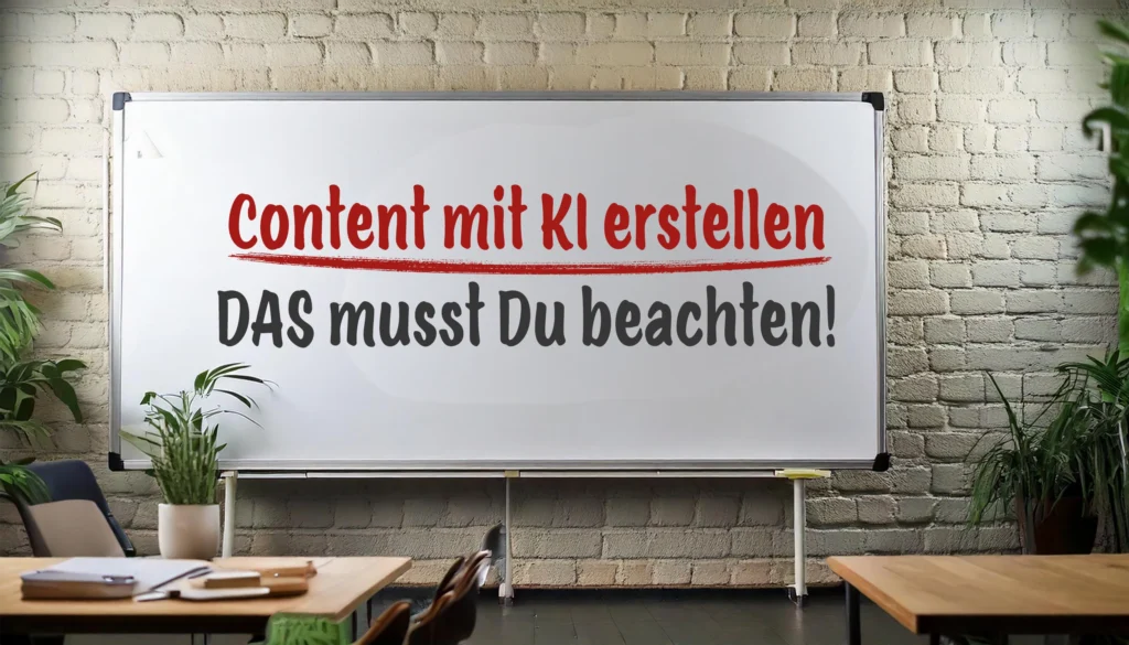 Content mit KI erstellen auf weißem Hintergrund.